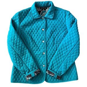 Briggs New York Quilted Aqua/Teal Jacket with Snap Closure Women’s Size Medium